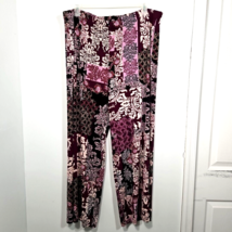 Chicos Travelers Classic Purple Damask Print Palazzo Pant 4 20 XXL Plus Wide Leg - £29.89 GBP