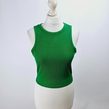 Pretty Little Thing Racer Neck Cropped Vest Top Green Size UK 12 NEW - £7.87 GBP
