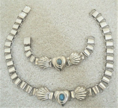 Necklace + Bracelet Heart/Seashell Silver Link + Turquoise Jewelry - $150 Value - £31.67 GBP