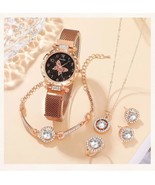 Rose Gold Luxury Watch Ring Necklace Earring  &amp; Bracelet Crystal Jewelry... - $35.00