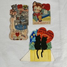 Vtg 1940s Valentine Cards Lot (3) WWII Era Kittens Kittie Kittenish Die ... - $29.68