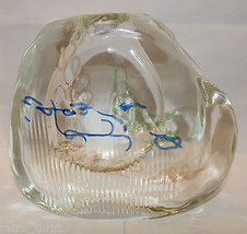 Skrdlovice Czech Bohemian Art Glass Heavy Flower Vase Clear Blue Rare 4kg Plus - £286.61 GBP
