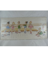 Finished Cross Stitch Little Ballerina girls 7&quot; X 14.5&quot; on heavy poster ... - £15.50 GBP