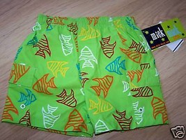 Size 24 Months Mick Mack Swim Trunks Board Shorts Green Fish New - £9.43 GBP