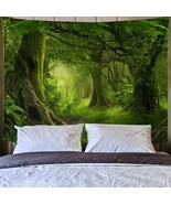 Virgin Forest Tapestry Green Tree in Misty Forest Tapestry Wall Hanging - $31.73