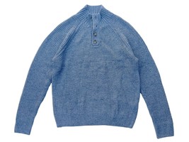 Lucky Brand Mens M Grey Henley Mock Neck Wool Blend Knit Pullover Sweater - $39.50