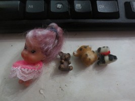 Vintage Little Kiddles Doll Blonde with Ponytail with Bear + 2 extra animals - £11.00 GBP