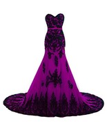 Vintage Long Gothic Black Lace Mermaid Prom Dress Wedding Evening Gown P... - $165.33
