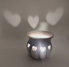 Out of Hand Studio Art Pottery Reflective Heart Candle Holder Jar Cut Out Drip - £16.03 GBP