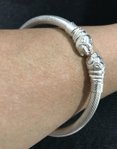 ethnic Sterling silver bracelet bangle kada lion heads 28 Grams 10” - £105.59 GBP
