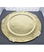 Vintage Engraved Brass Gallery Serving Tray Round Decorative 18&quot; Tray - $45.00