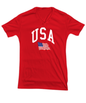 Independance Day TShirt USA Flag 4th July Red-V-Tee  - £17.60 GBP