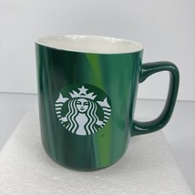 Starbucks Coffee Mug 2022 15 Fl Oz Cup Green Marbled Plant Lover Stalks Siren - £18.59 GBP