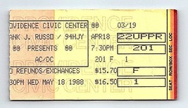 AC/DC Concert Ticket Stub May 18 1988 Providence Rhode Island - £18.50 GBP