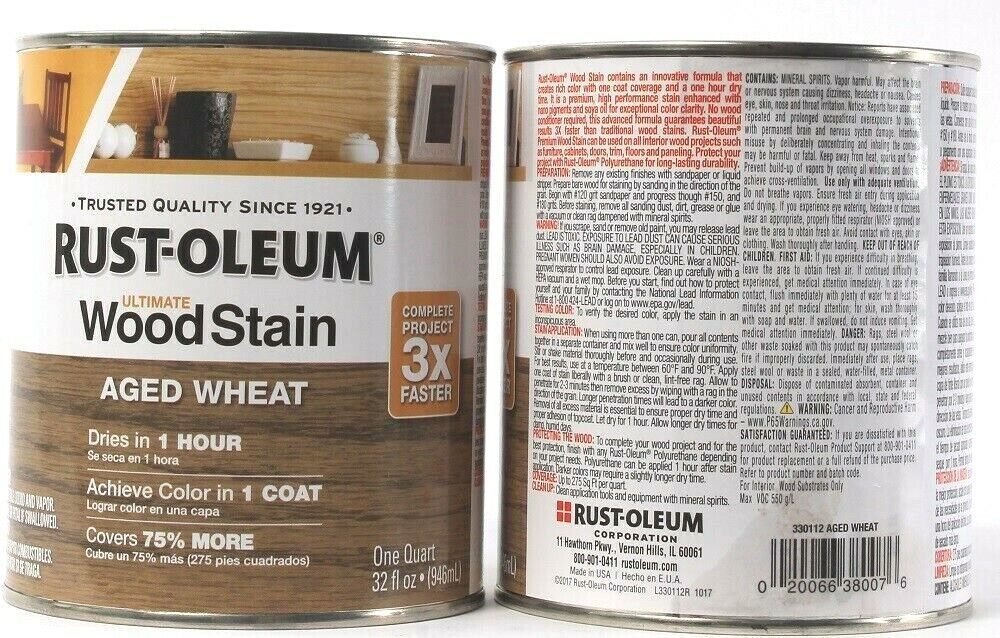 Primary image for 2 Cans Rust-Oleum Ultimate Wood Stain 330112 Aged Wheat Dries In 1 Hour 32 Oz