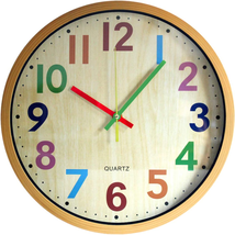 TOHOOYO Wall Clock, 12 Inch Easy to Read Silent Non-Ticking Colorful Bat... - $21.04
