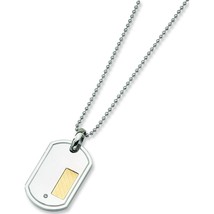 Stainless Steel 14K Gold Diamond Mens Necklace 24&quot; - £103.74 GBP
