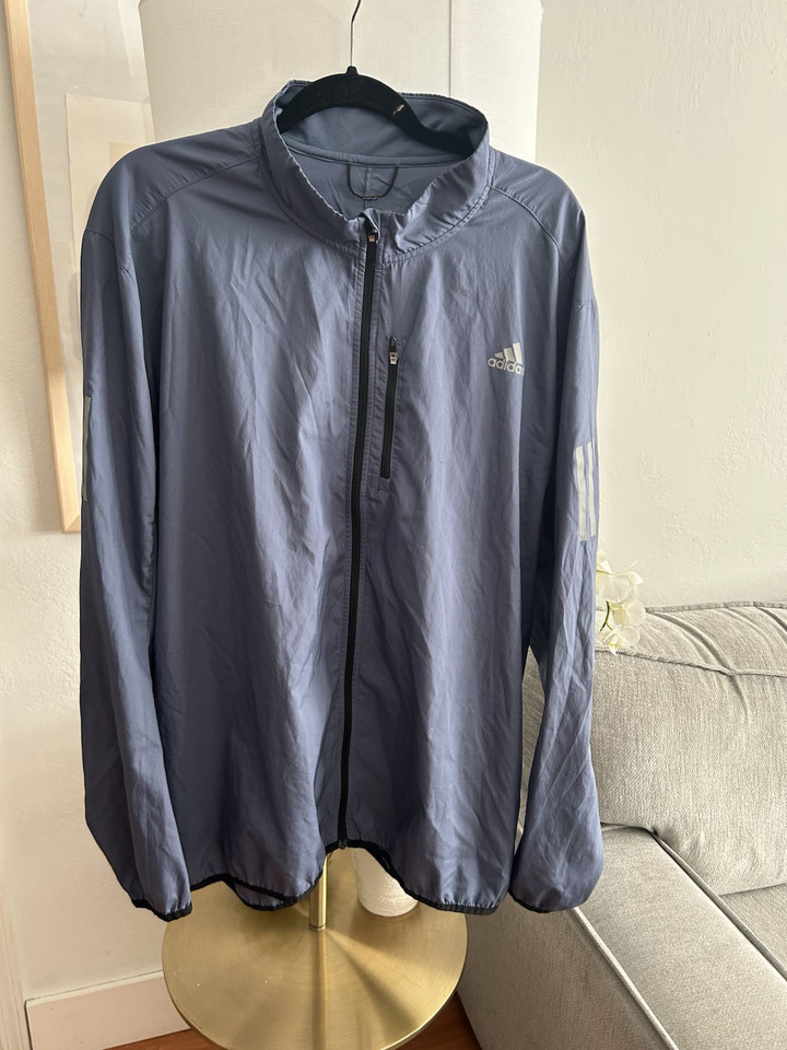 Adidas Full Zip Wind Breaker Oversized Blue  Logo  Sports Men’s Jacket 2X - $17.77