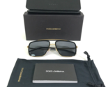 Dolce &amp; Gabbana Sunglasses DG2220 02/81 Black Gold Square Aviators 57-17... - £114.33 GBP