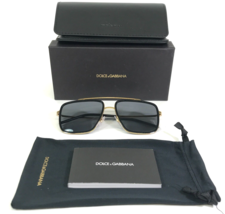 Dolce & Gabbana Sunglasses DG2220 02/81 Black Gold Square Aviators 57-17-140 - $144.71