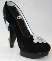 Black Velvet Ring Holder Stiletto Shoe Replica 4.5" High Jewelry Woman Fashion image 1