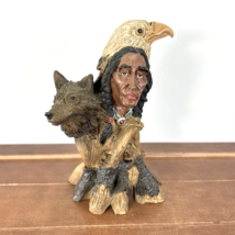 Native American Wolf Eagle Vision Quest 7&quot; Resin Sculpture Figurine Art - £21.40 GBP