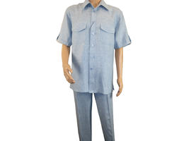 Mens 2pc linen walking Set By Sergio Martini Apollo King Leisure suit SL... - £39.09 GBP