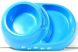 American Kennel Club Woof Feed Me Blue Colored Duo Pet Bowl Handwash Recommended image 1