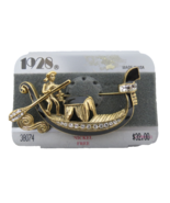 1928 Brand Pin Brooch Gondola Gondolier Boat Designer Brilliant Gold Ton... - $355.24 MXN