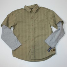 Extreme Zone Boy&#39;s Olive Green Button Front Long Sleeve Shirt size 10 - $3.99