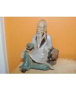 Chinese Mud Man / Men White Robe fruit 3.25" Ge / Guan type glaze Mudman Antique - $4,112.41 MXN