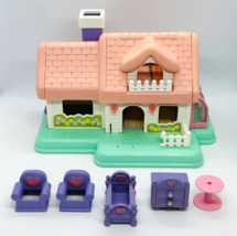 Vintage 1988 Fisher Price Smooshees Cuddles House with 5 Pieces of Furni... - $18.46
