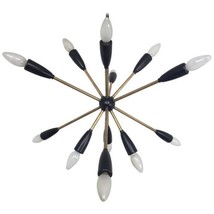 Mediados Siglo Estilo Negro Pintado Sputnik Candelabro Interior Hogar 12 Brazos - £218.60 GBP