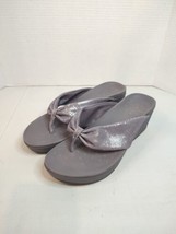 Vionic Arabella Platform Wedge Thong Sandals Women&#39;s Size 10 Grey Purple - £20.47 GBP