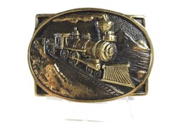 Vintage Signed BTS Solid Brass Belt Buckle 1978 Railroad Train Steam Eng... - $32.00