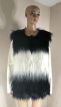 Shaggy Black and White Faux Fur Sweater Sleeve Jacket by Even Womens Lar... - $59.49