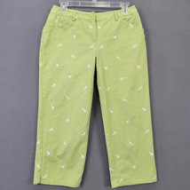 Liz Claiborne Women Capri Size 6 Green Lime Preppy Pineapple Print Classic Pants - £7.95 GBP