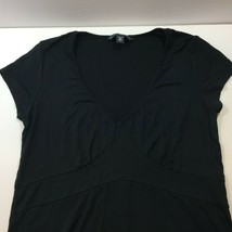 Banana Republic Womens Solid Black V Neck Short Sleeve Fitted Blouse Medium - $24.99