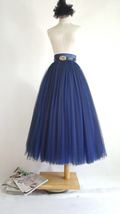 Black Navy A-line Midi Tulle Skirt Outfit Women Plus Size Fluffy Tulle Skirt image 5
