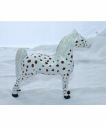 Cast Iron Leopard Appaloosa Horse Bank Figurine White with Brown Spots S... - $34.00