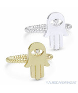 Hamsa Hand of Fatima Evil Eye Jewish Kabbalah Charm CZ Crystal Knuckle M... - $23.31 CAD