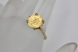 Fine 14K Yellow Gold Vintage 1919 Mexican Dos Pesos Coin Ring Size 9 - £349.38 GBP