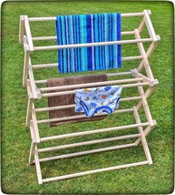 AMISH CLOTHES DRYING RACK 52½&quot; Folding Solid Wood Laundry Hanger Handmad... - £138.76 GBP