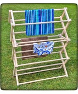 AMISH CLOTHES DRYING RACK 52½&quot; Folding Solid Wood Laundry Hanger Handmad... - £136.68 GBP