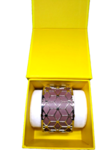 Les Georgettes by Altesse Brass Silver Finish Cuff Bracelet &amp; 3 Leather Inserts - £119.95 GBP