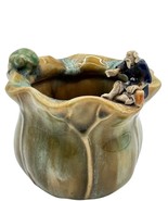 Vtg Chinese Mudman Vase Clay Pottery Handmade Bowl Turtle Planter Majoli... - $41.21 CAD
