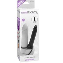 Pipedream Anal Fantasy Double Trouble 6 in. Dual-Entry Strap-On Dildo Black - £32.49 GBP