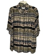 Mens Porcini Silk Short Sleeved Shirt Button Down Size Large - £7.57 GBP