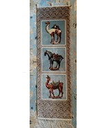 Double Peachy Hand Knitted Carpet Rug Wall Art Camels, Horse with Saddles - £120.63 GBP