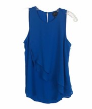 Worthington Womens Shirt Size XS Blue Ruffles Sleeveless Career Top Flowy NEW - £16.85 GBP